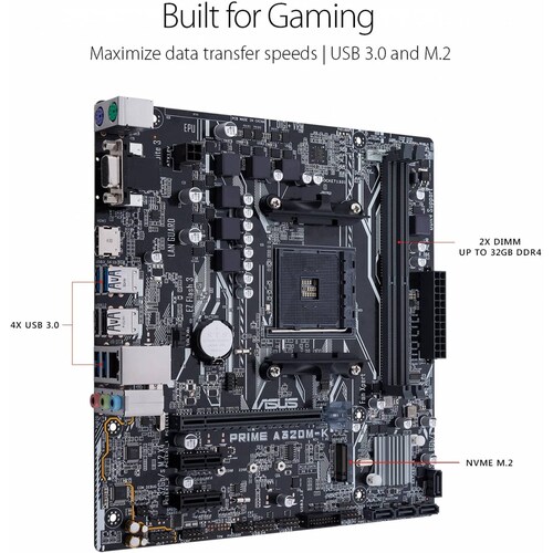 Tarjeta Madre ASUS PRIME A320M-K - DDR4-SDRAM 32 GB AMD Socket AM4 Micro ATX