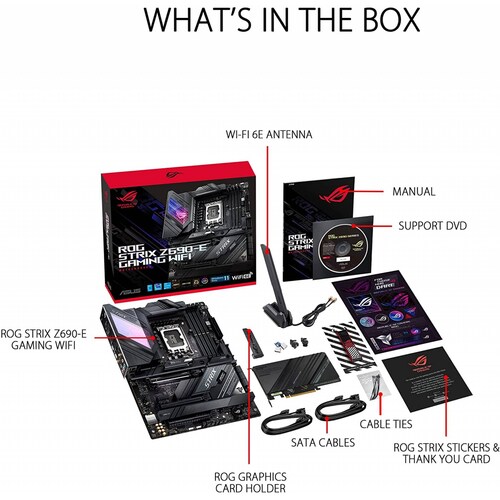 Tarjeta Madre ASUS ROG STRIX Z690-E GAMING WIFI LGA 1700 Intel Lan 2.5G WIFI 6E Triple M.2 4x DIMM DDR5 1x DisplayPort 1x HDMI 1X PCIe 5.0 x16
