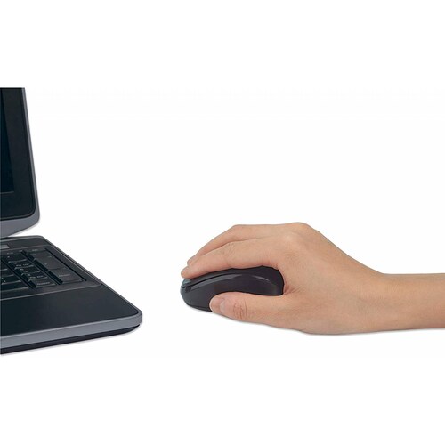 Mouse Inalámbrico MANHATTAN 179904  Negro, USB, 800/1200/1600 DPI