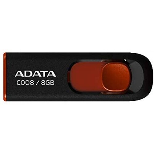Memoria USB ADATA 8GB C008  Negro, 8 GB, USB 2.0
