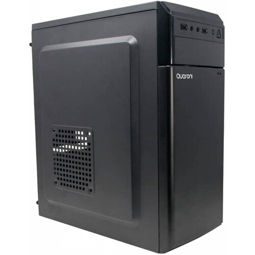 GABINETE MEDIA TORRE QUARONI FORMATO ATX/ MICRO ATX /MINI ITX/ USB 2.0 FUENTE DE PODER INCUIDA 500WCOLOR NEGRO ACABADO LISO BOTON ENCENDIDO TRIANGULO