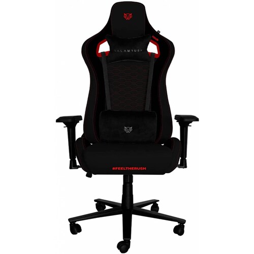 Silla THUNDER TOUR BALAM RUSH GAMER Tela Reclinable 90180 Piston Clase 4 Reposabrazos 4D BR EDITION Negro/Rojo