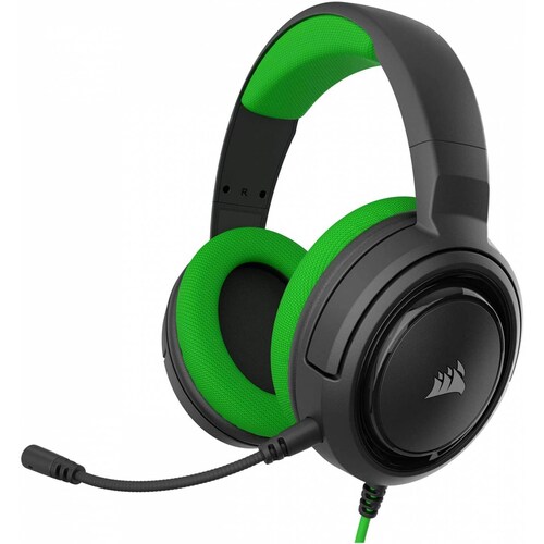 Diadema Gaming Corsair HS35 Altavoces 50mm Micrófono Unidireccional Desmontable Control de Volumen y Silencio Plug 3.25mm Color Negro/Verde