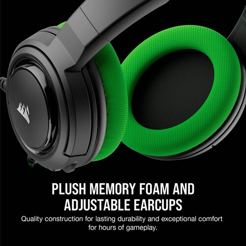Diadema Gaming Corsair HS35 Altavoces 50mm Micrófono Unidireccional Desmontable Control de Volumen y Silencio Plug 3.25mm Color Negro/Verde