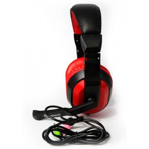DIADEMA HEADSET GETTTECH GH-2100 STREAM 3.5MM/MIC RETRACTIL/NEGRO/ROJO