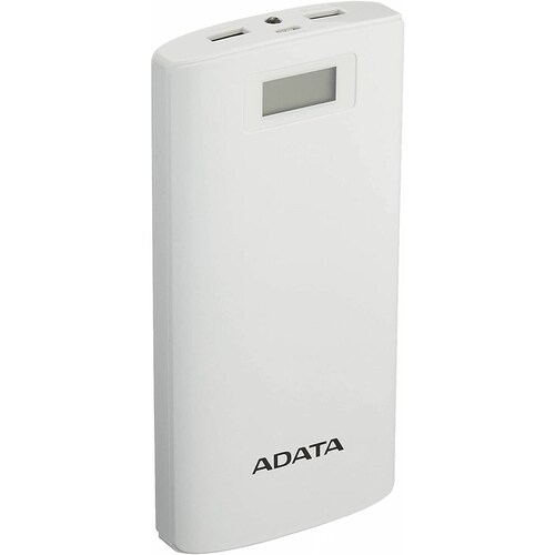 Cargador Portatil (power bank) ADATA P20000D, 20000mAh, 2 Salidas 5V 2.1A, Display Digital, Color Blanco (AP20000D-DGT-5V-CWH)