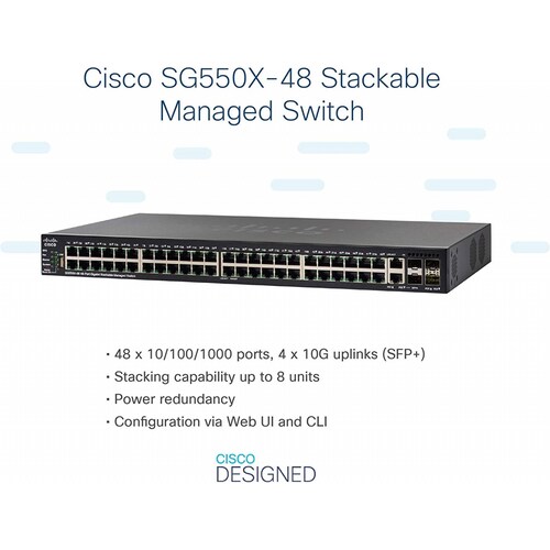 Switch CISCO SG550X-48-K9-NA - Negro, 48