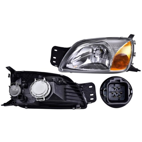 Faro Depo - Compatible Con Fiesta 2000-2002 - Con Base, P/ Foco De Hal, Con Motor, Color Ambar, 