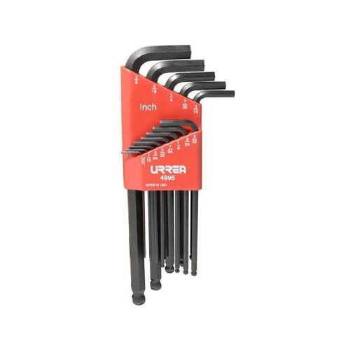 Juego 13 llaves hexagonales L pulgadas punta bola rack - Codigo: 4995 - Marca: Urrea 