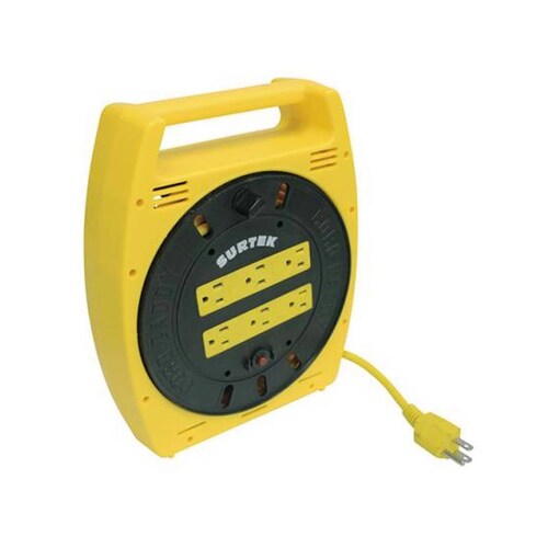 Extensión eléctrica tipo carrete multicont 6mt 6 ent - Codigo: 136035 - Marca: Surtek 