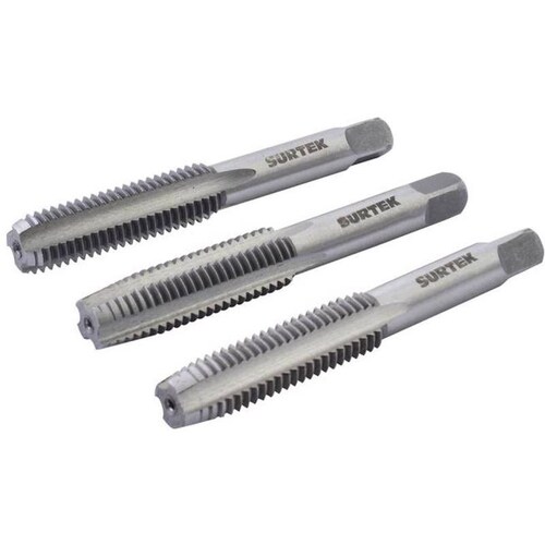 Juego de 3 machuelos de acero al carbón M8 x 1.25 - Codigo: 123863 - Marca: Surtek 