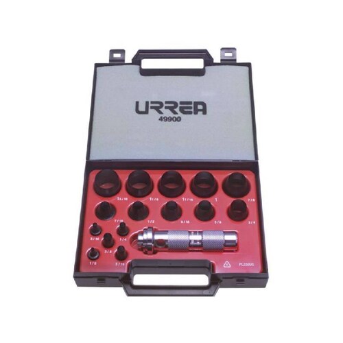 Juego de sacabocados 16 piezas 1/8-1 3/16in - Codigo: 49900 - Marca: Urrea 