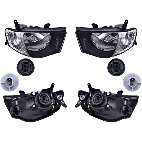 Faros compatible con Mitsubishi L200 2008-2015 - Eléctrico - sin motor con cuarto Blanco - 2 Piezas 