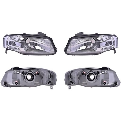 Faros compatible con Volkswagen Pointer 2006-2009 - Fondo Cromado para Foco de Halógeno - 2 Piezas 