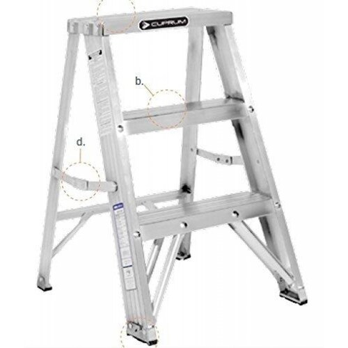 Escalera Aluminio 2 Peldaños 150 Kg Cuprum 429-02n 