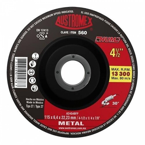 Disco Desbaste Metal 4 1/2 Austromex 560 25 Pzs 