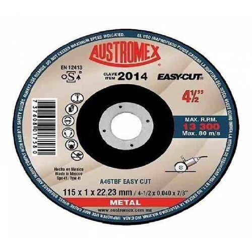 Disco corte metal preciso 4 1/2 austromex 2014 1 pzs 