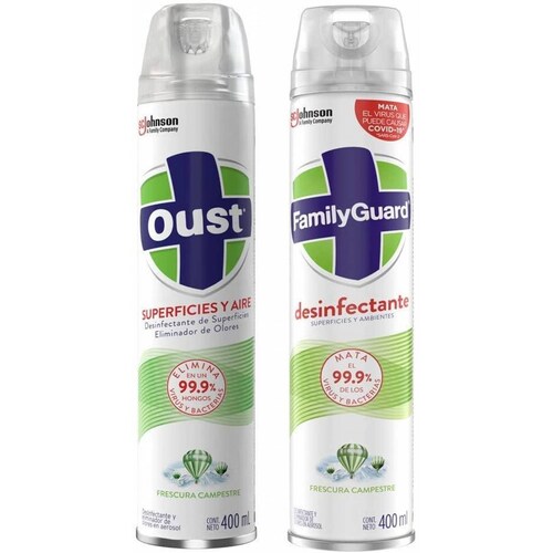 DESINFECTANTE Y ELIMINADOR DE OLORES EN AEROSOL 400ML OUST 