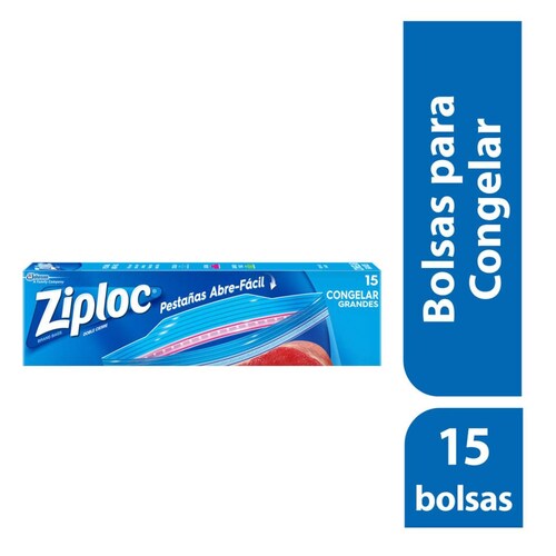 BOLSA PLASTICA P/CONGELAR C/15 PZAS. 26.8 X 27.3 ZIPLOC 