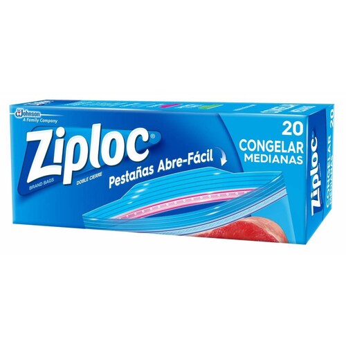 BOLSA PLASTICA P/CONGELAR 17.7 X 19.5 C/20 PZAS ZIPLOC 