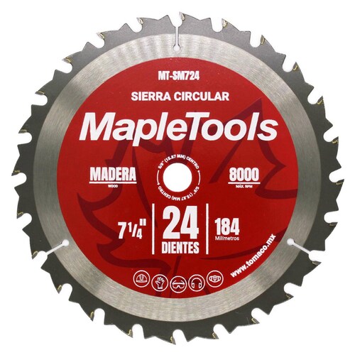 DISCO SIERRA CIRCULAR 7 1/4" CENTRO 5/8" 24 DIENTES MAPLE TOOLS 