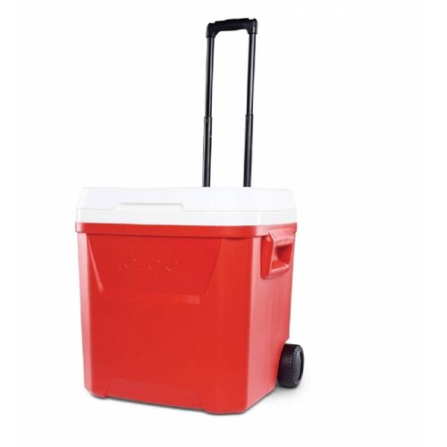 HIELERA 60 QT CON RUEDA ROJO ESTRELLA 90 LATAS IGLOO 