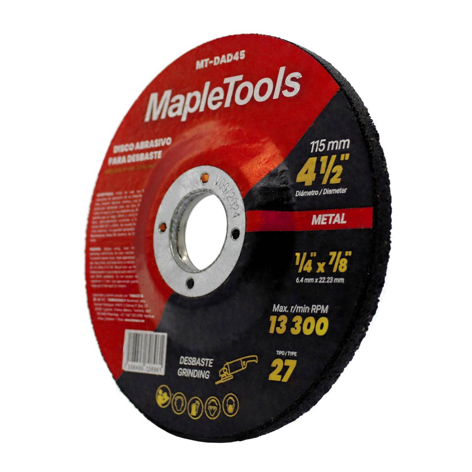 25 PIEZAS DISCOS DE DESBASTE PARA METAL 4 1/2 PULG MAPLE TOOLS
