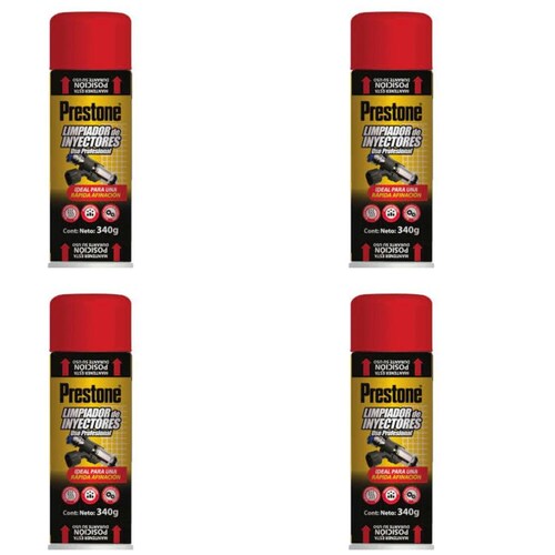 4 pzas LIMPIADOR DE INYECTORES PROFESIONAL 340ML PRESTONE 