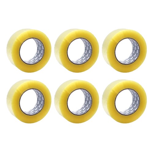 6 PZAS CINTA ACRILICA TRANSPARENTE 2 PULG X 150 MTS 