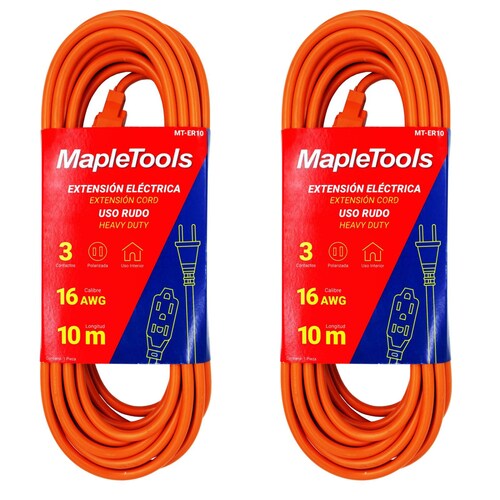 KIT DE 2 EXTENSIONES ELECTRICAS USO RUDO DE 10M MAPLE TOOLS 