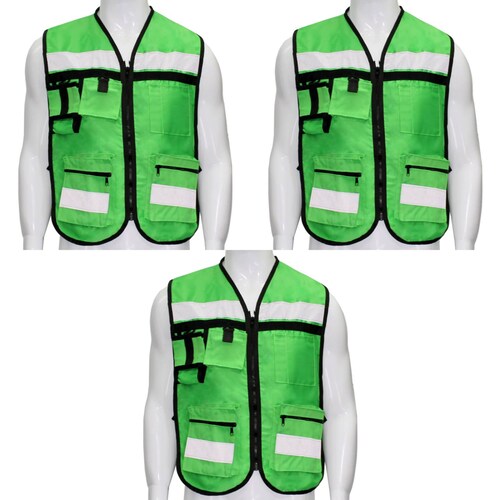 3 pzas CHALECO BRIGADISTA RESCATISTA 6 BOLSAS VERDE MAPLE 