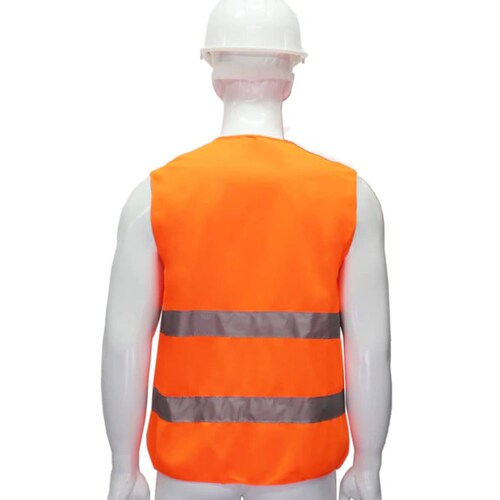 5 PZAS CHALECO DE TELA NARANJA REFLEJANTE MAPLE SAFE .