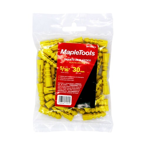 TAQUETE PLASTICO 5/16'' ANCLA AMARILLO 1000 PZAS MAPLE TOOL 