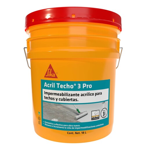 Impermeabilizante Acril Techo 3 Pro Blanco Cubeta 18 L SIKA 