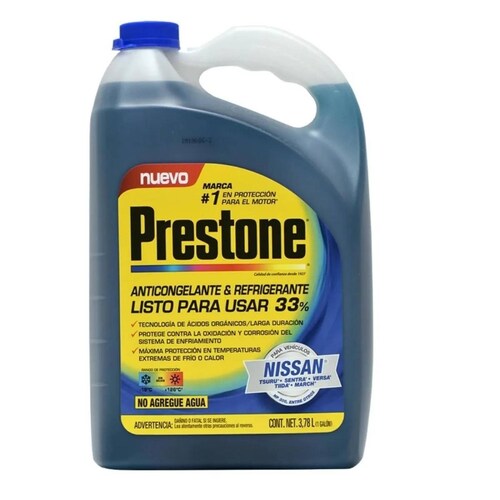 Anticongelante Y Refrigerante Listo P/usar Prestone 33% Azul 