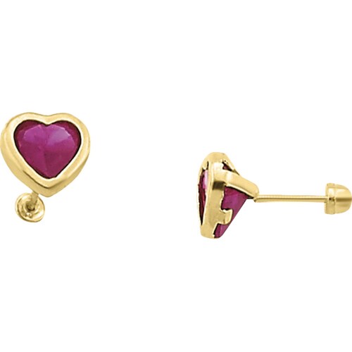 Broquel Corazón Bisel Rubi 6 10K - 3369