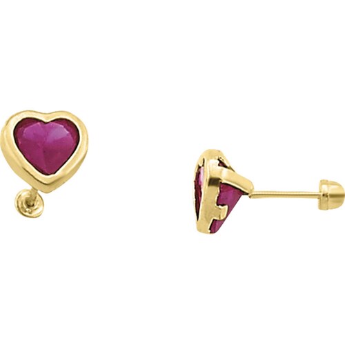 Broquel Corazón Bisel Rubi 6 10K - 3369