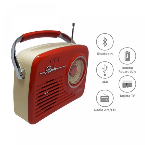 Bocina Select Sound Radio USB Micro SD 3.5 mm BT-1010ROJO