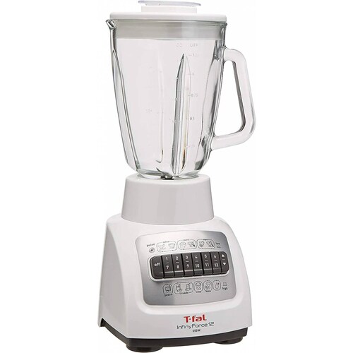 T-fal LN8221-BLANCO Licuadora Infiny Force de 1.2 L, color blanco, con cuchillas de acero inoxidable, sistema drive 2X, 550w de potencia y sistema de bloqueo de seguridad.
