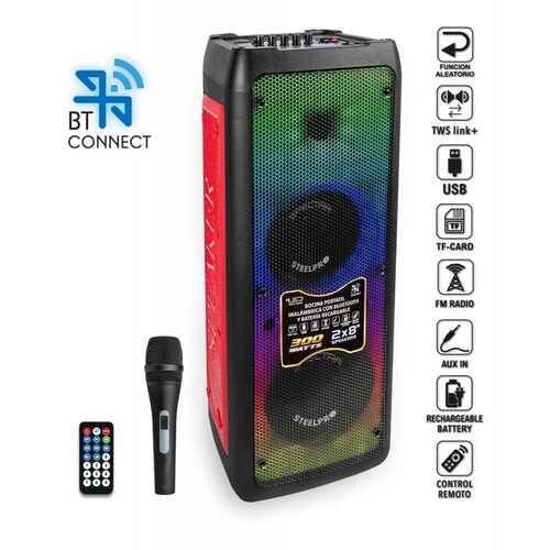 Bocina Recargable Premium Bluetooth 2x8 Spectra By Steelpro