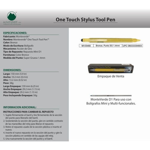 Bolígrafo Multifunción Monteverde Tool Pen Bronce