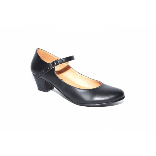 Zapato escolar escolta tacón negro correa 15/17-