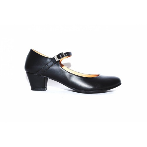 Zapato escolar escolta tacón negro correa 18/21-