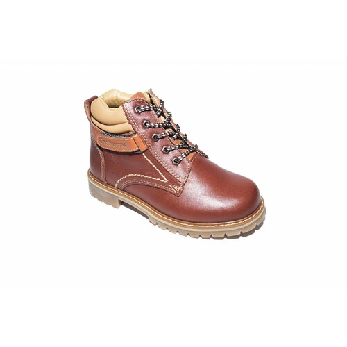 Zapato Bota Niño Cachorro 60352 Piel Café Cosido