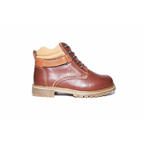 Zapato Bota Niño Cachorro 60352 Piel Café Cosido