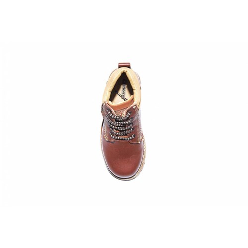 Zapato Bota Niño Cachorro 60352 Piel Café Cosido