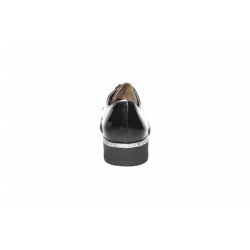 Zapato dama charol negro casual agujeta cerrado
