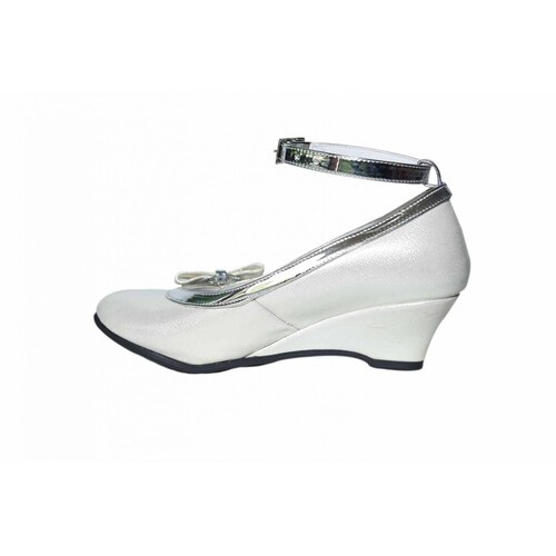 Zapato fiesta niña plata pulsera tacón cuña 18/21-