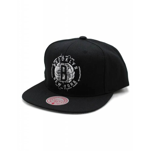 Gorra Mitchell & Ness Embroidery Glitch Brooklyn Nets NBA Basquetbol Negro UNITALLA
