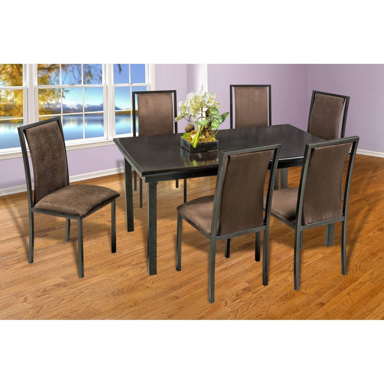 Comedor palermo 6 sillas tubulares y cubierta de madera industrial - Sears